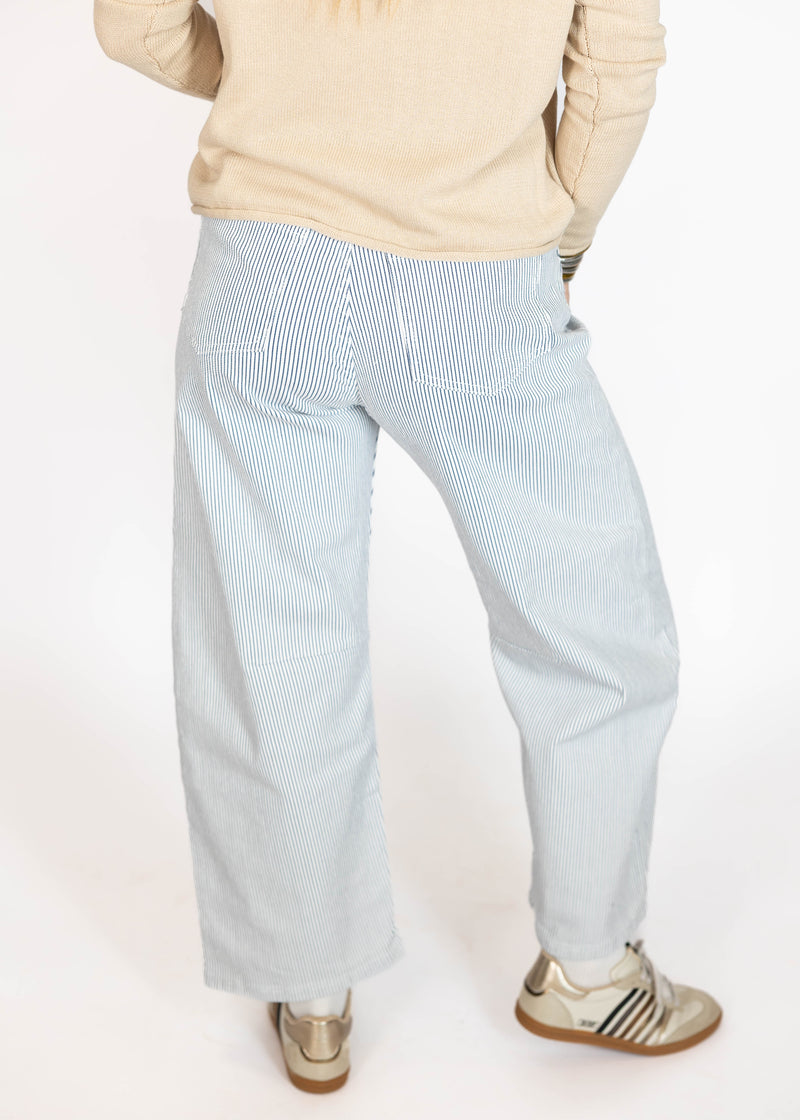 Navy Stripe Barrel Jean