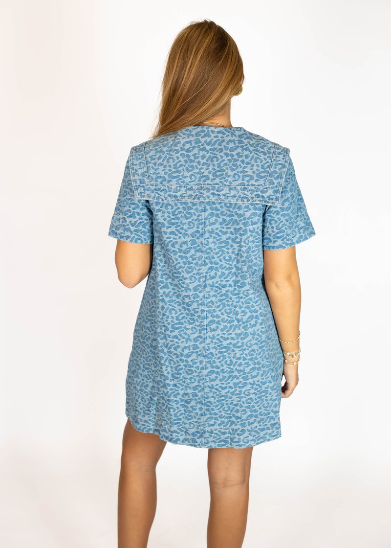 Light Denim Cheetah Mini Dress