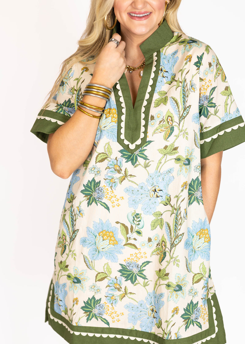 Green Botanic Mini Dress