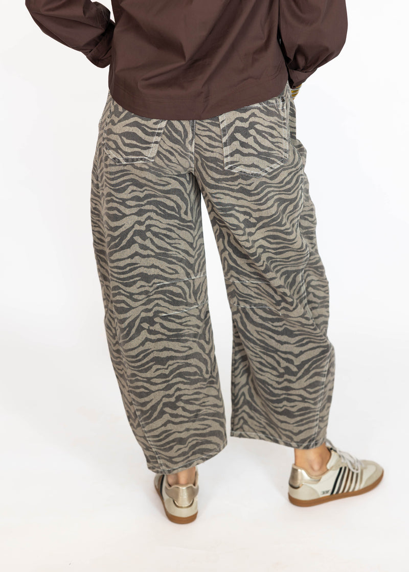 Zebra Stripe Barrel Jeans