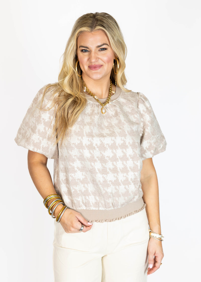 Velvet Houndstooth Top