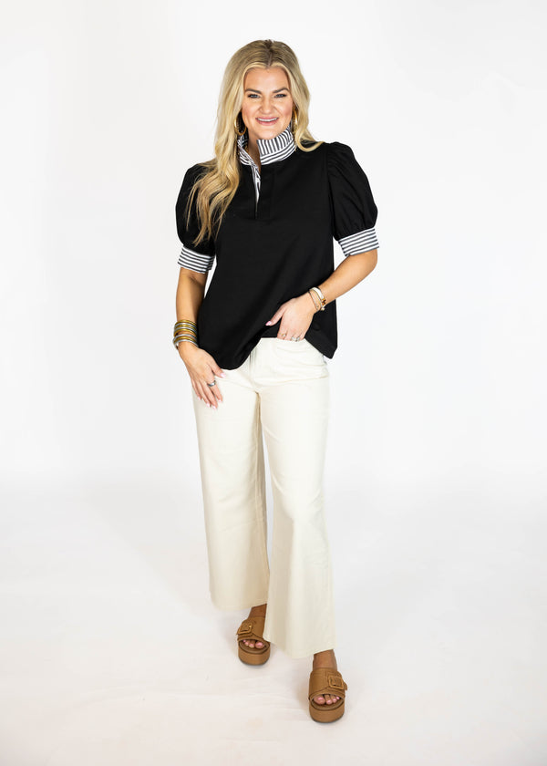 Striped Trim Top