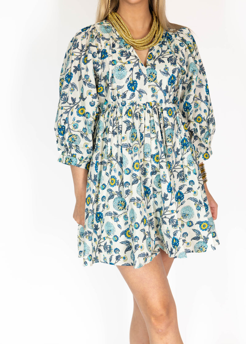 Blue Paisley Boho Mini Dress