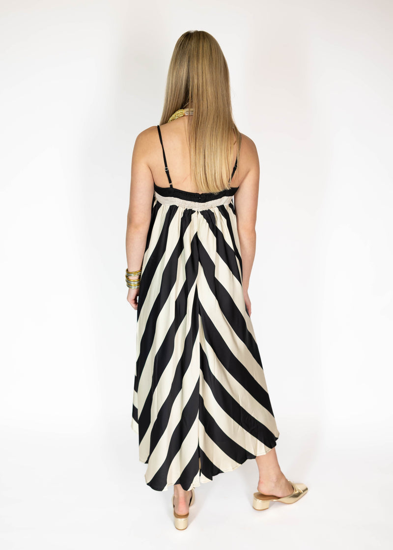 Monochrome Stripe Maxi Dress