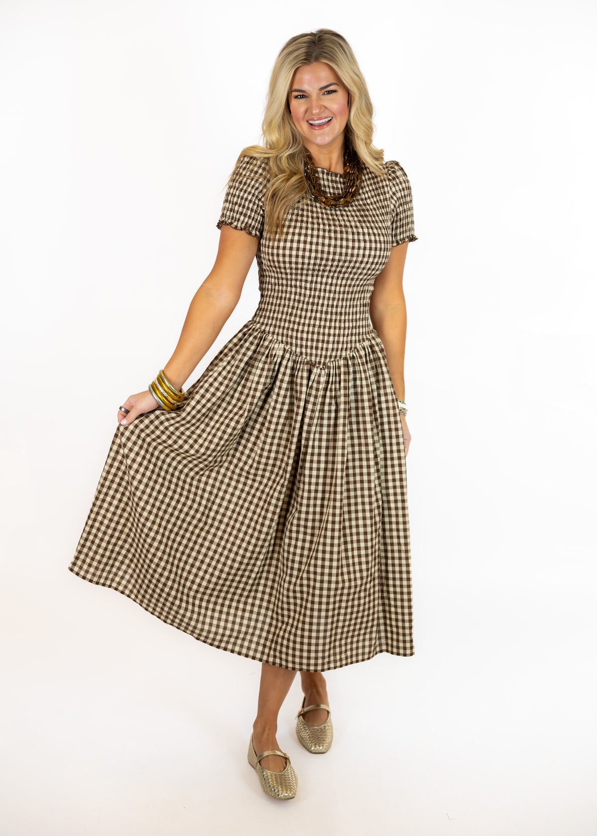 Brown Gingham Dress