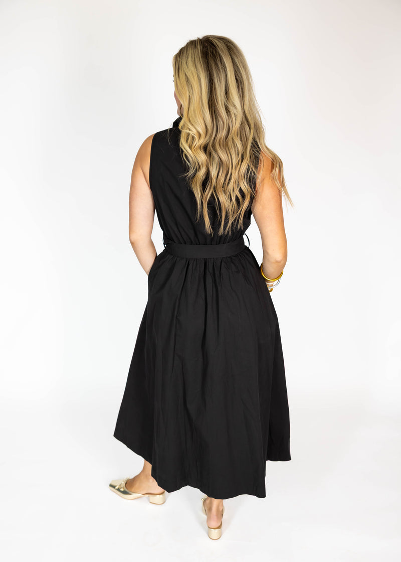 Black Belted Midi Dress