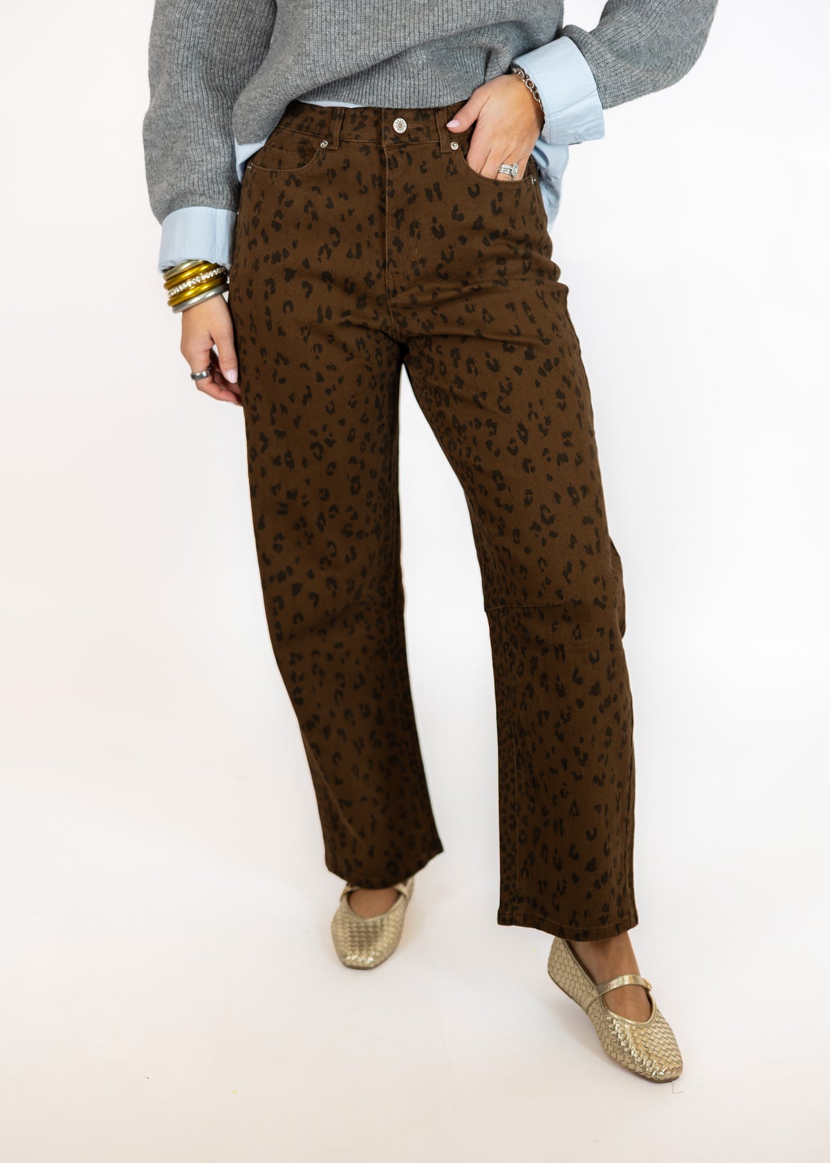 Dark Leopard Barrel Pants