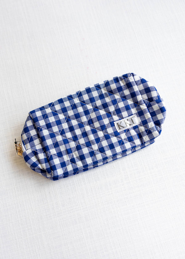 Gingham Quilted Makeup Bag