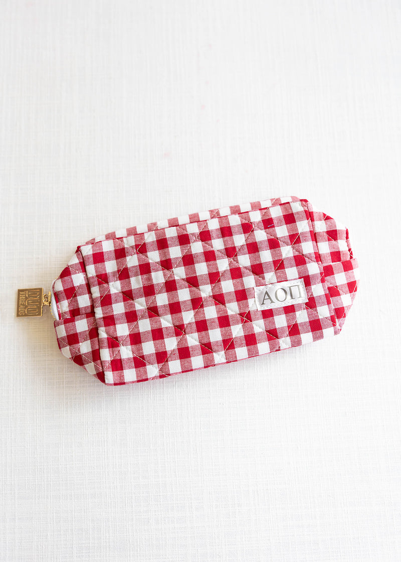 Gingham Quilted Makeup Bag