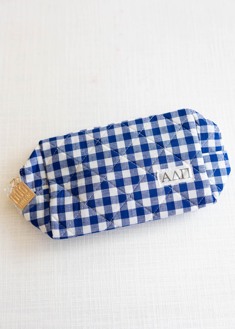 Gingham Quilted Makeup Bag