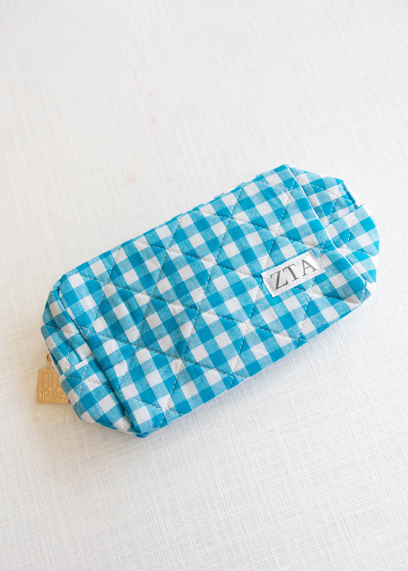 Gingham Quilted Makeup Bag