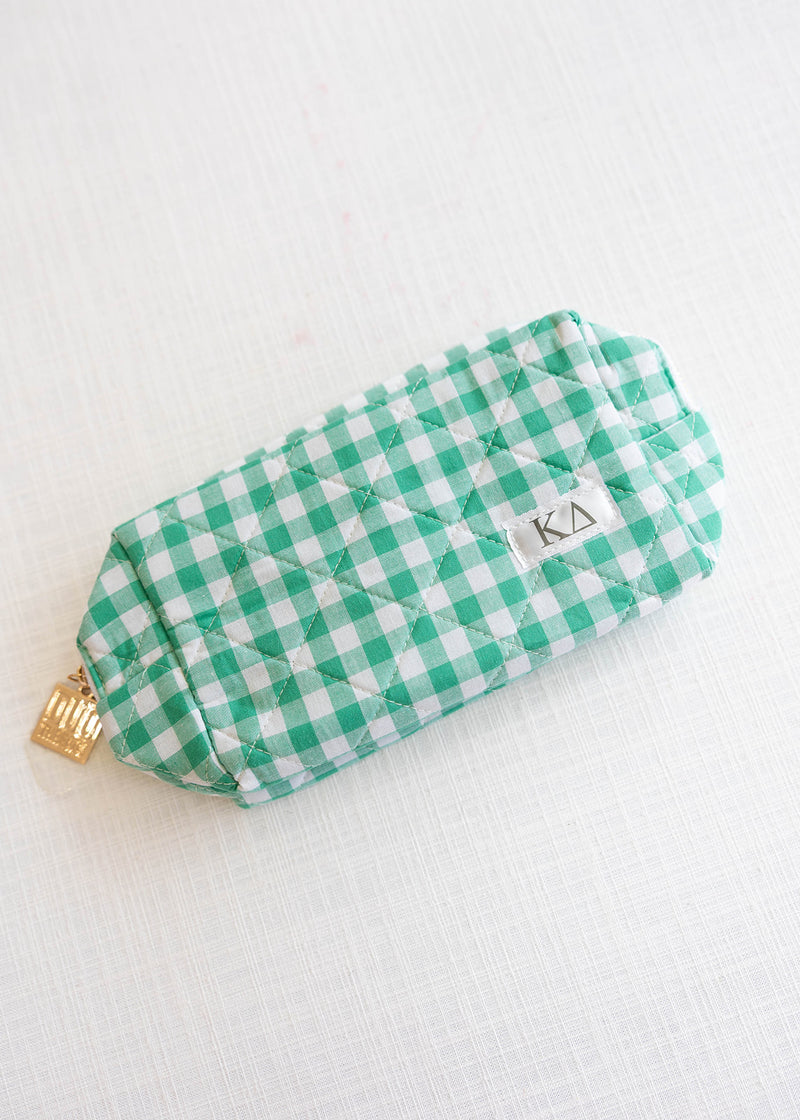 Gingham Quilted Makeup Bag