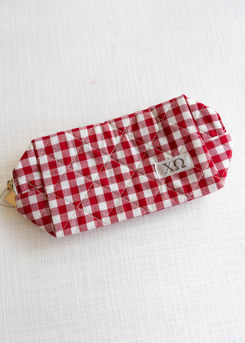 Gingham Quilted Makeup Bag