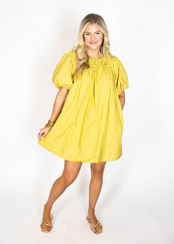 Chartreuse Poplin Mini Dress