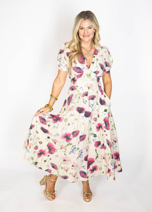 Fall Floral Midi Dress