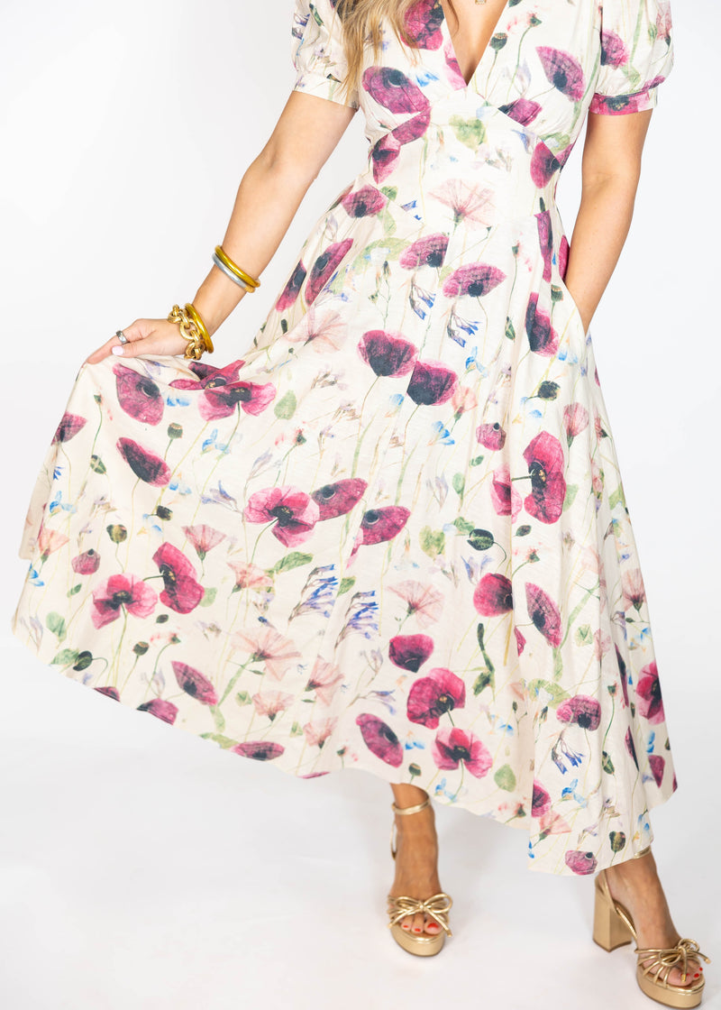 Fall Floral Midi Dress