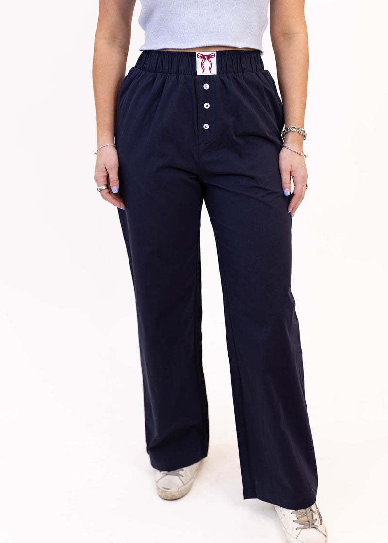 Navy Bow Boxer Pants: XS