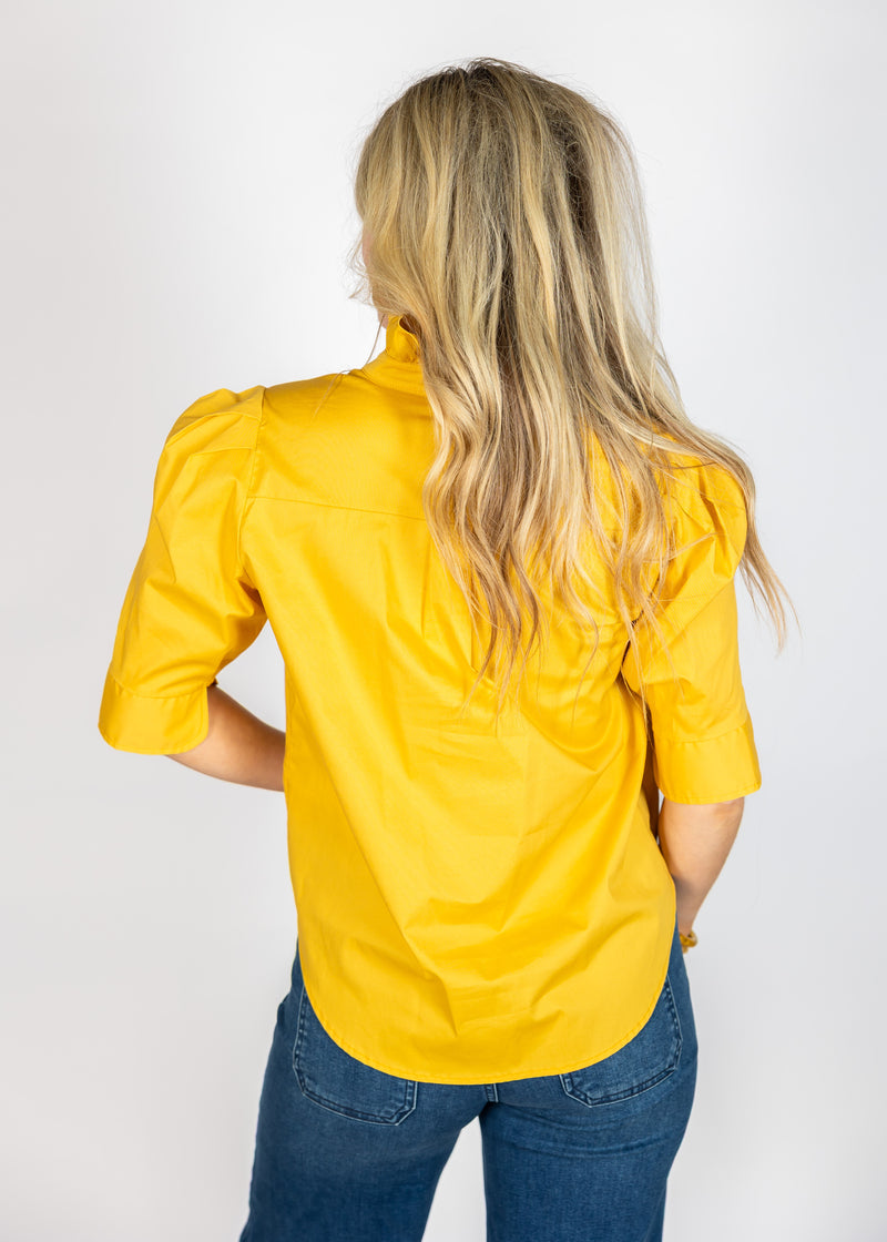 Mustard Ruffle Collar Top