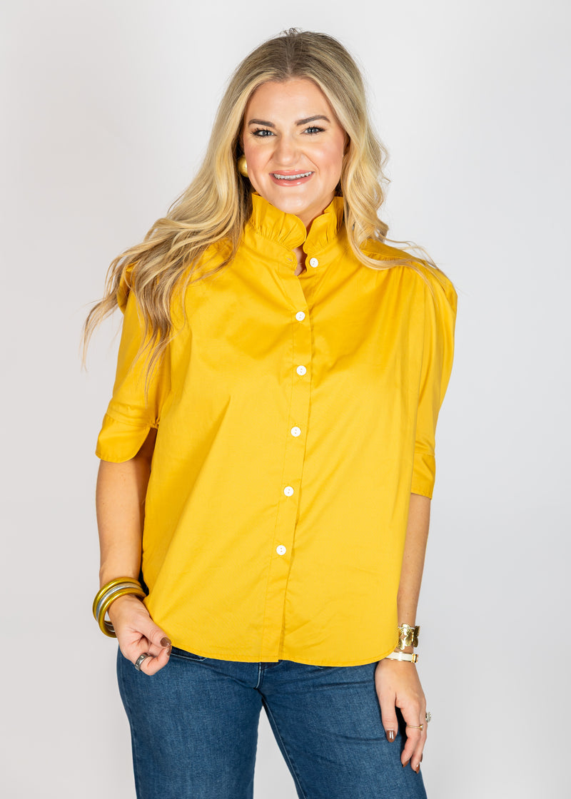Mustard Ruffle Collar Top