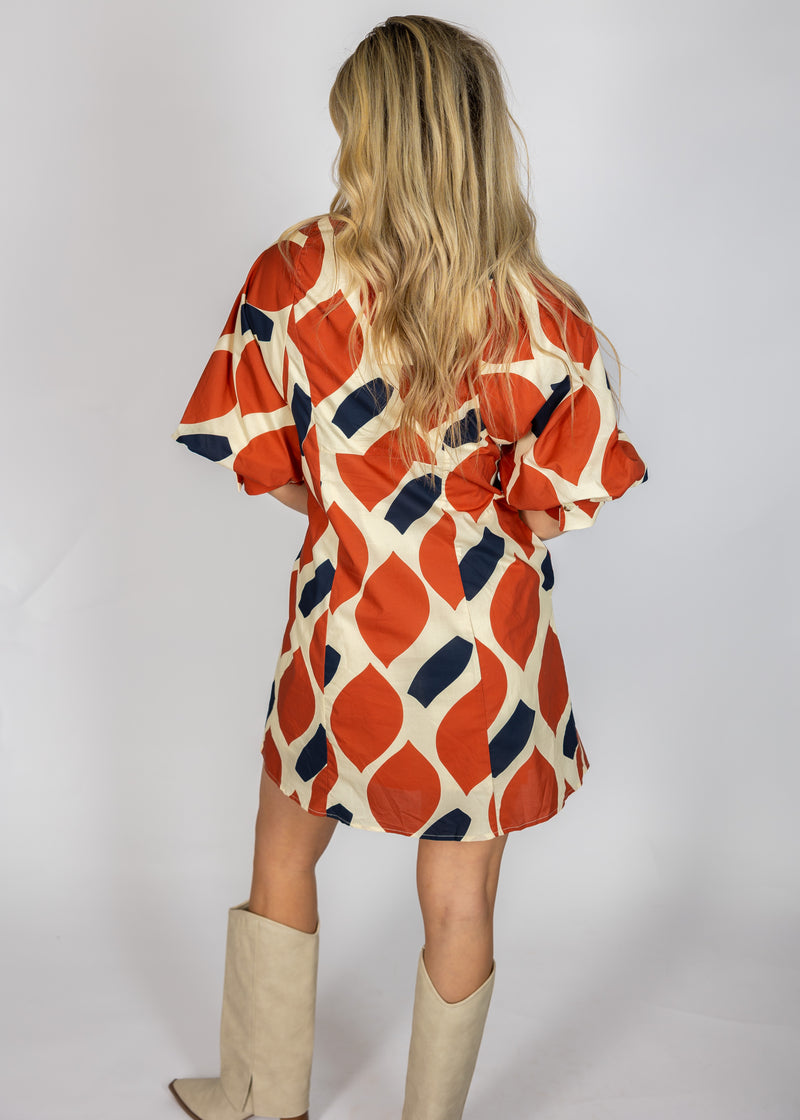 Rust and Navy Mini Dress