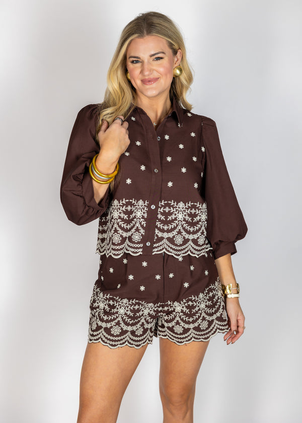 Brown Lace Shorts