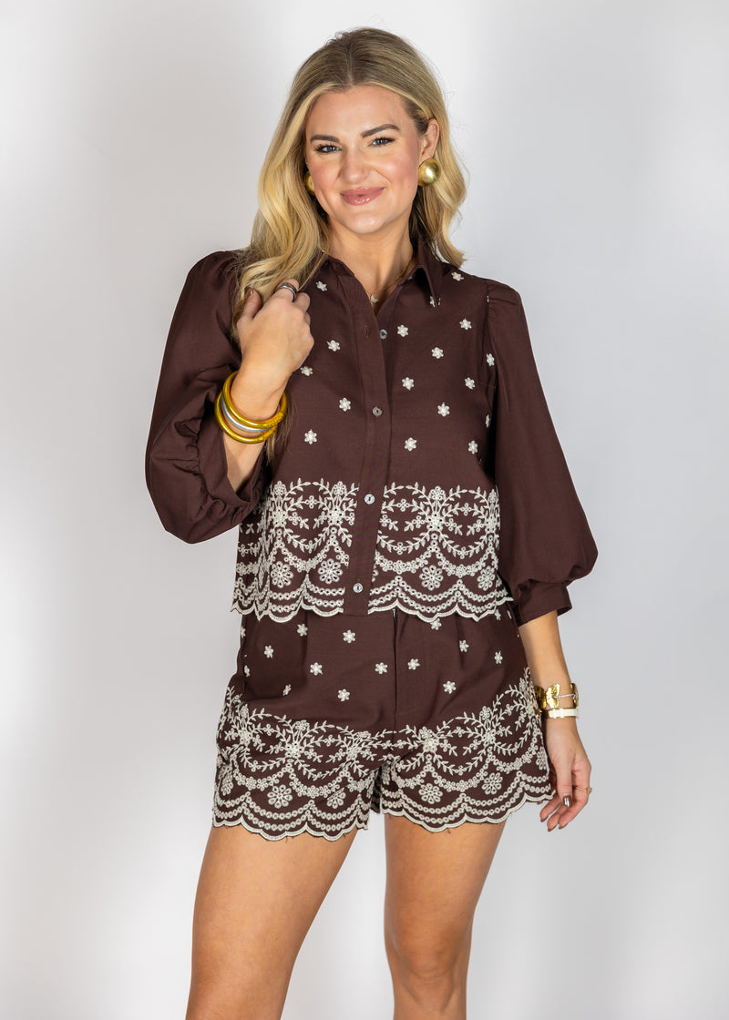 Brown Lace Shorts