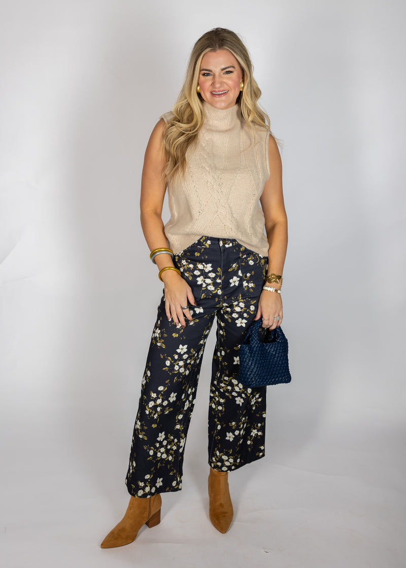 Navy Floral Pants