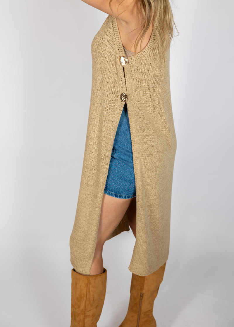Oat Latte Side Button Sweater