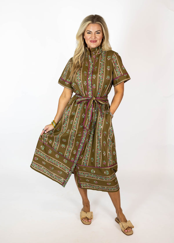 Brown Aztec Midi Dress