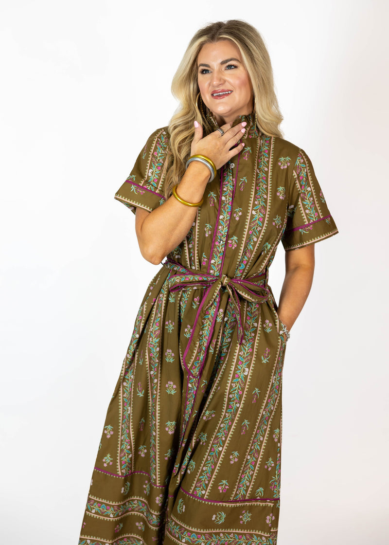 Brown Aztec Midi Dress
