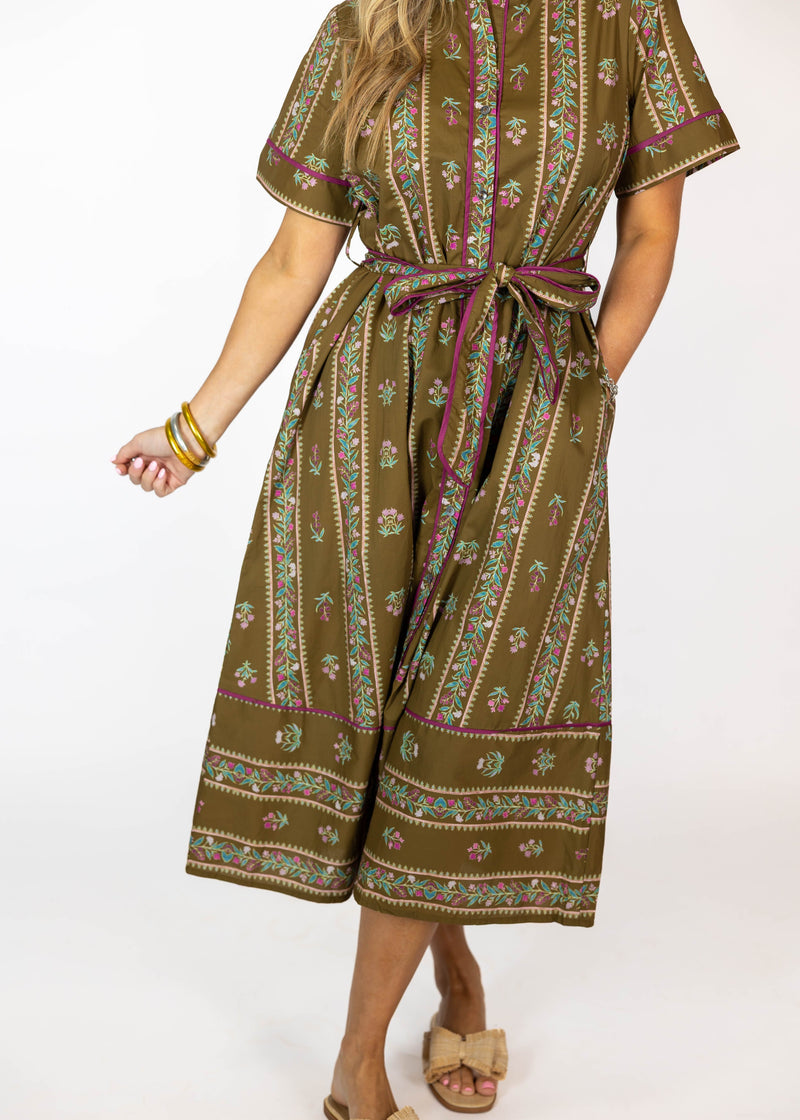 Brown Aztec Midi Dress