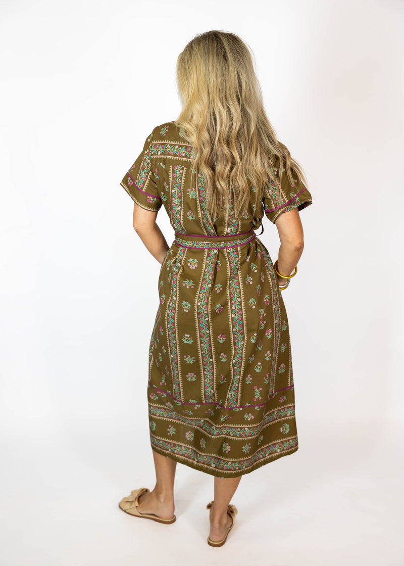 Brown Aztec Midi Dress
