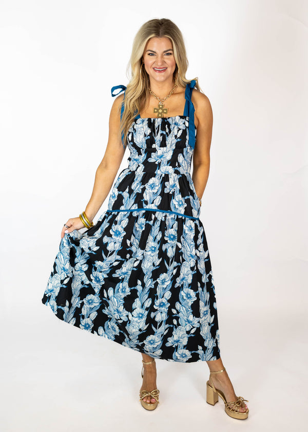 Black & Blue Midi/Maxi Dress