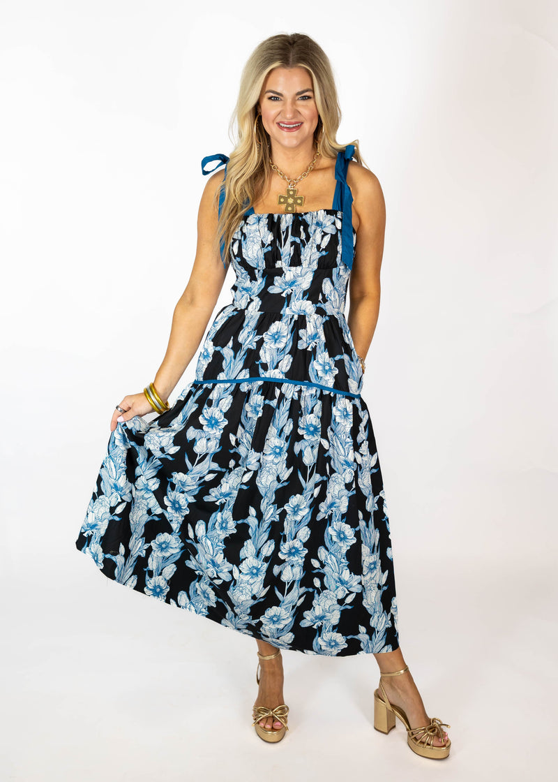 Black & Blue Midi/Maxi Dress