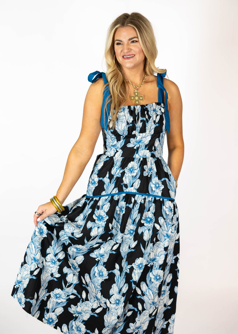 Black & Blue Midi/Maxi Dress