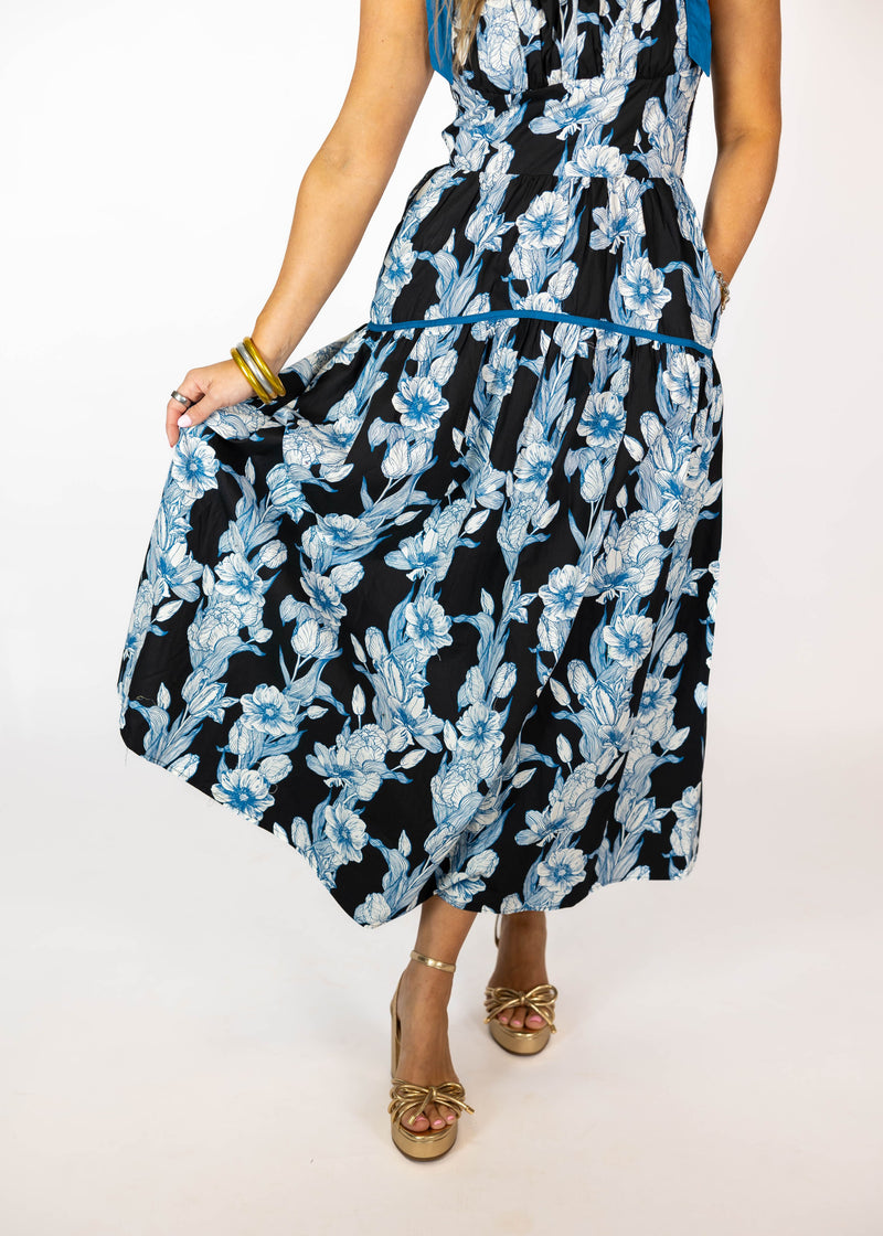 Black & Blue Midi/Maxi Dress