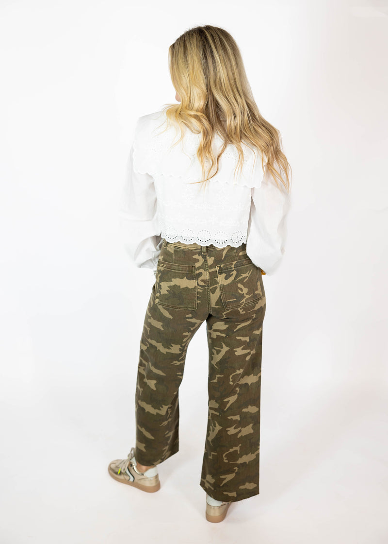 Camo Print Wide Leg Pants