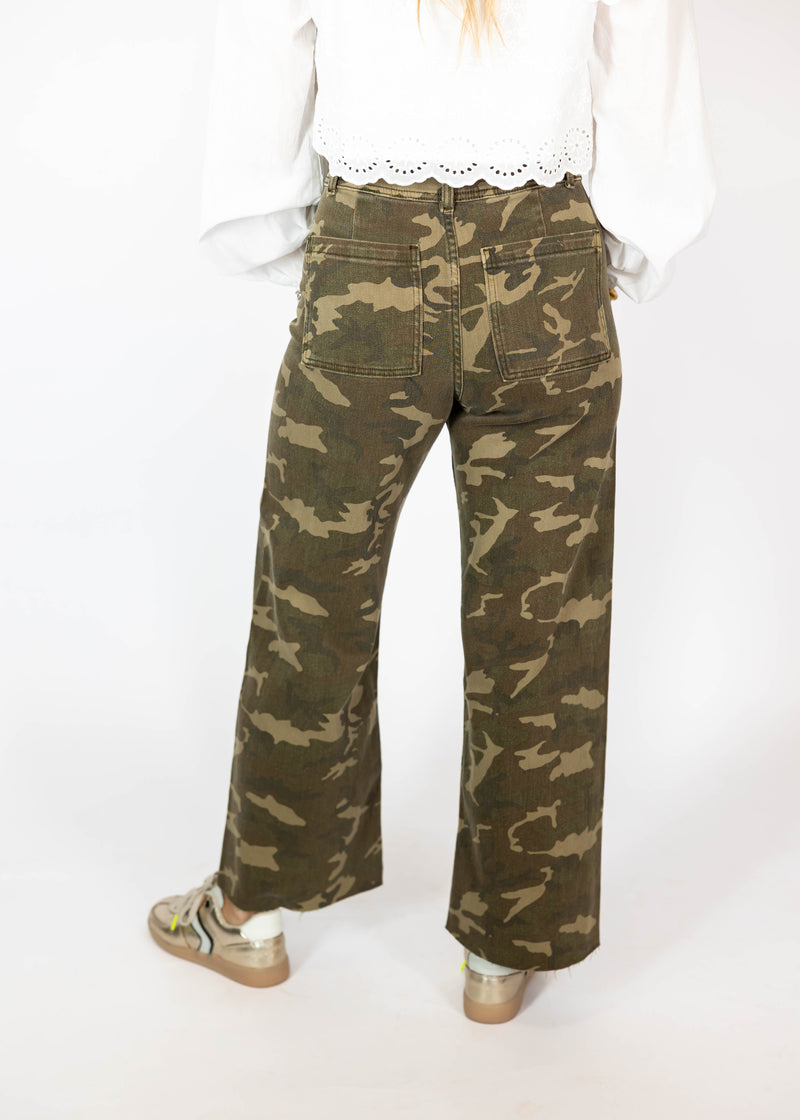 Camo Print Wide Leg Pants