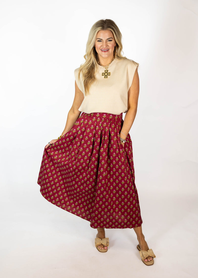 Plum Parade Midi Skirt
