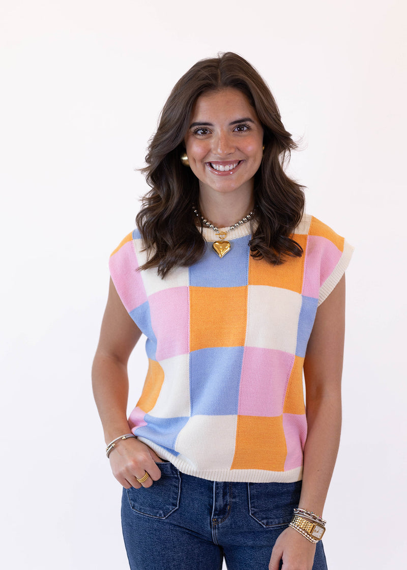 Multi Check Sweater Vest