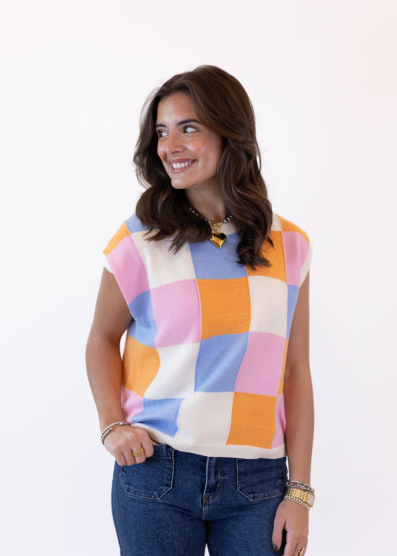 Multi Check Sweater Vest