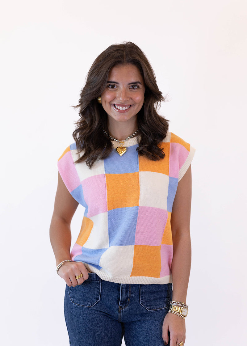 Multi Check Sweater Vest