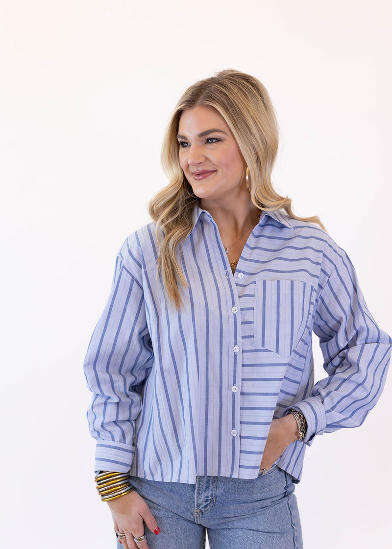 Sky Blue Striped Top