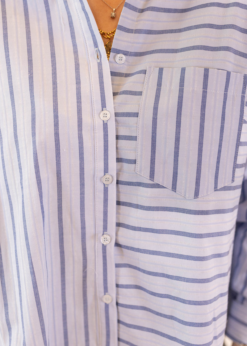 Sky Blue Striped Top