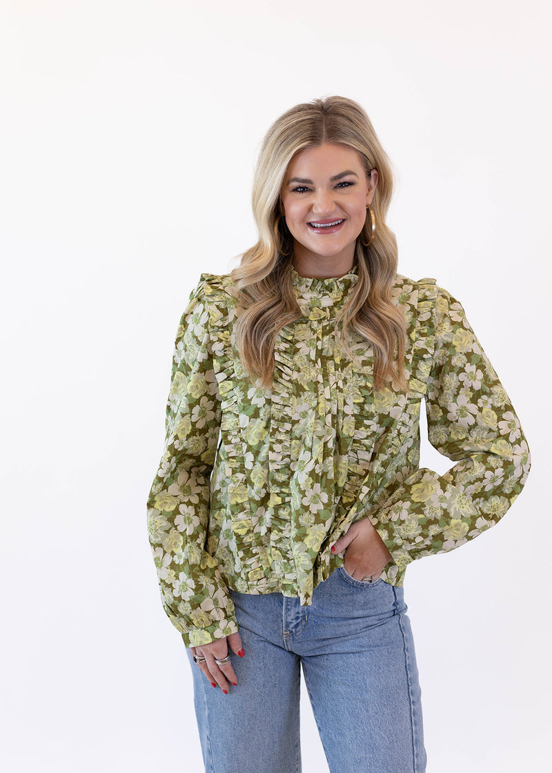 Ash Olive Floral Top