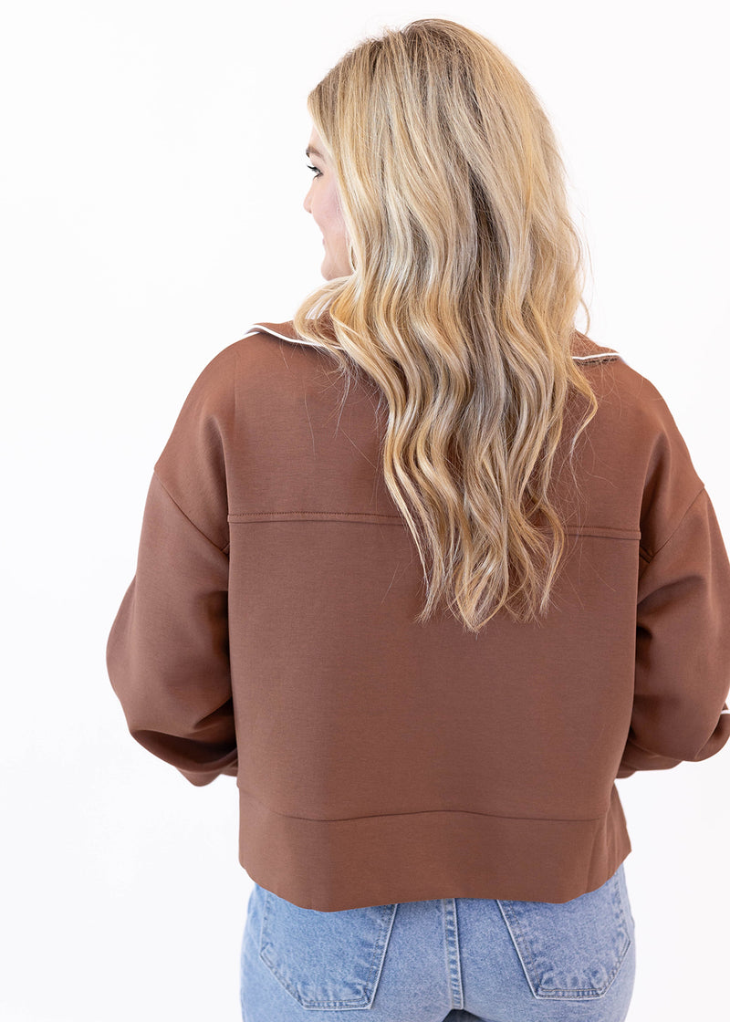 Chocolate Brown Half Zip Top