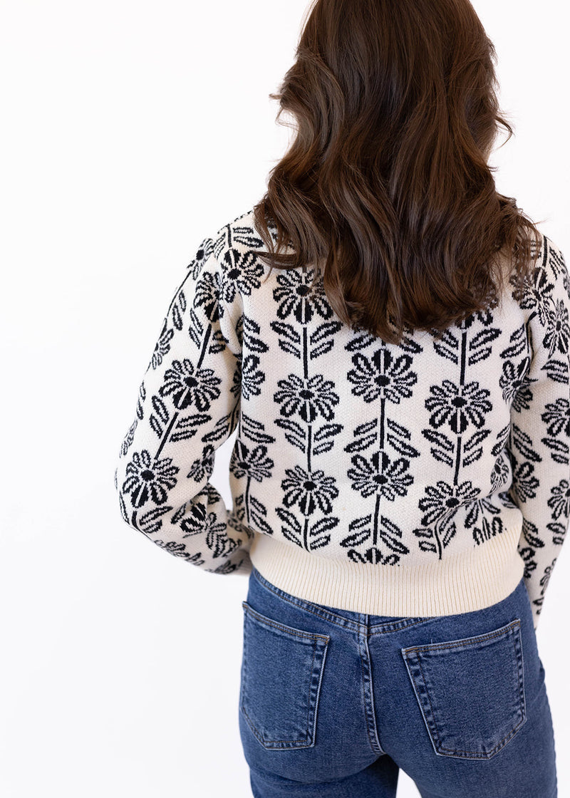 Black and White Flower Sweater