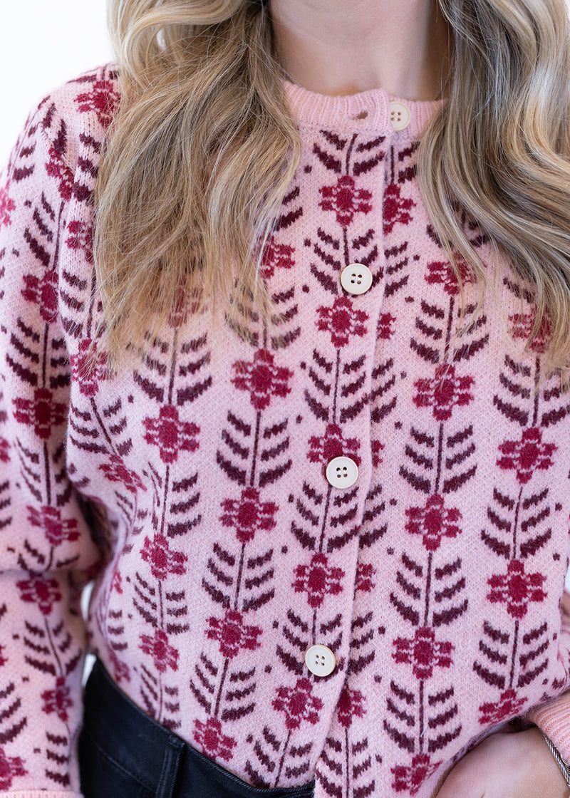 Pink Floral Cardigan