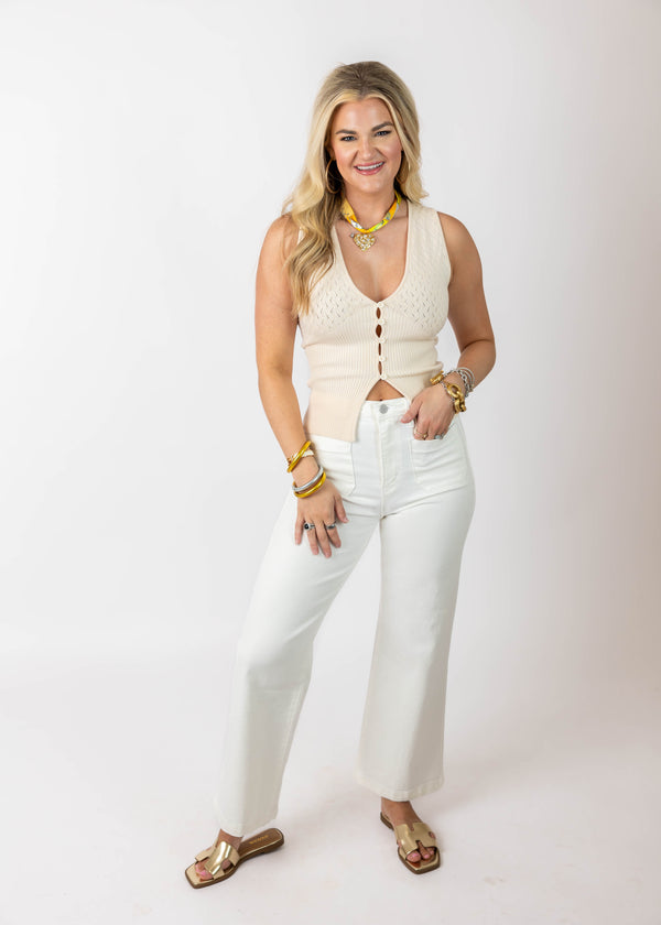 Cream Ribbed Tank