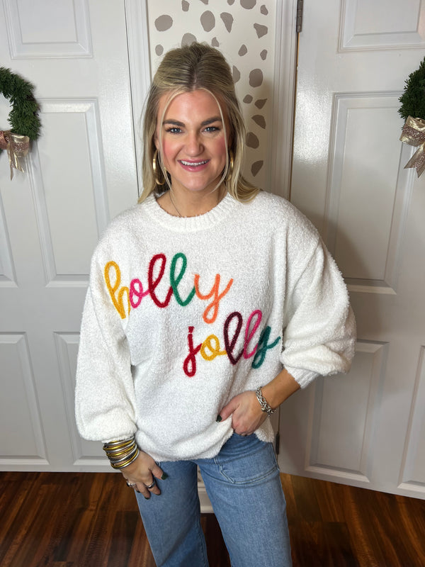 White Holly Jolly Sweater